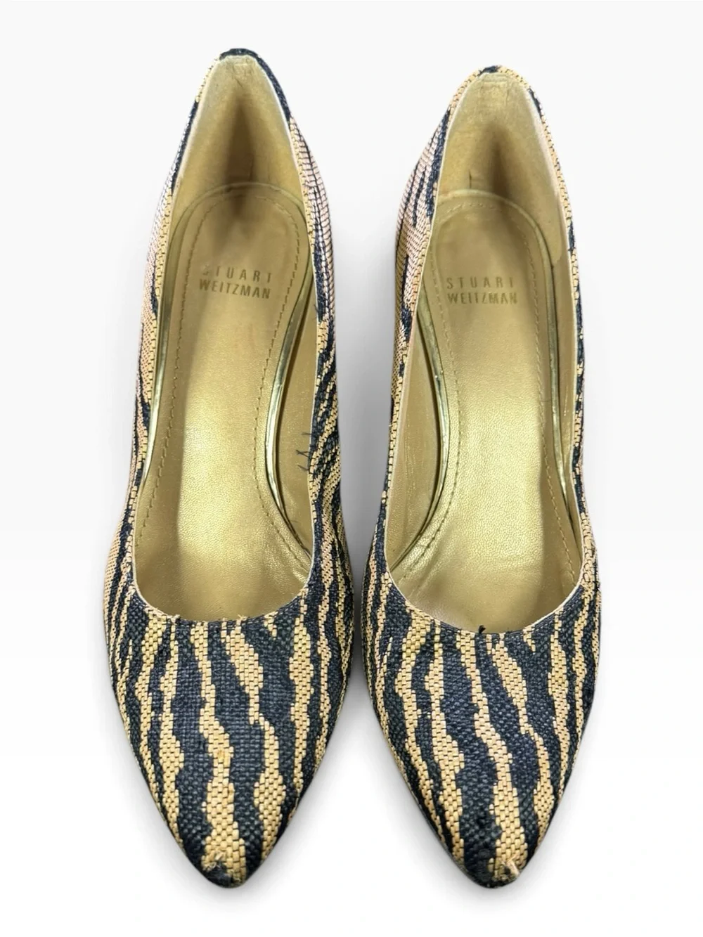 Stuart Weitzman Natural Tan and Black Animal-Print Pump